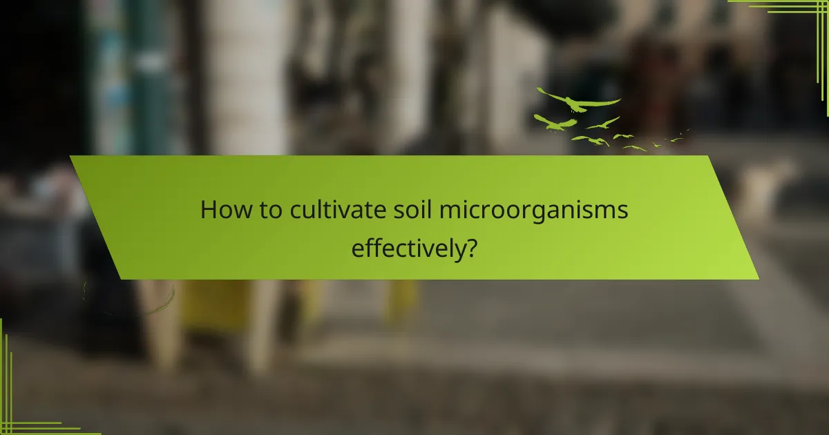 How to cultivate soil microorganisms effectively?