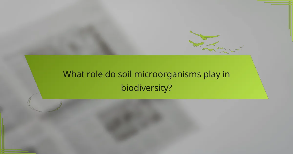 What role do soil microorganisms play in biodiversity?